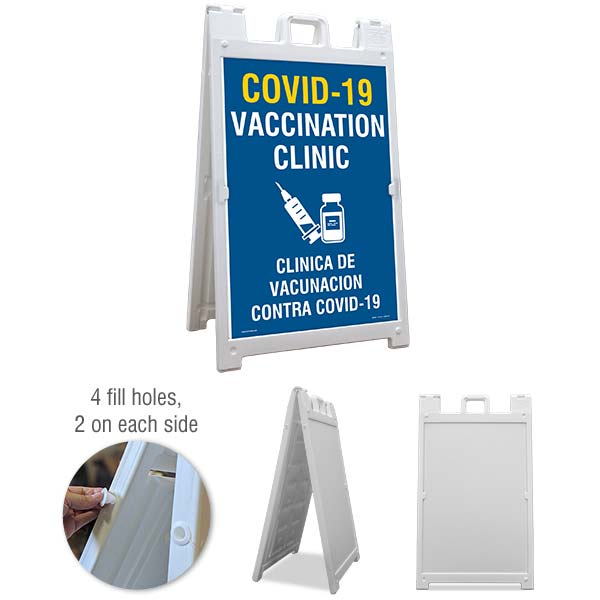 Bilingual COVID-19 Vaccination Clinic Sandwich Board Sign