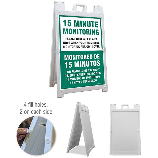 Bilingual 15 Minute Monitoring Sandwich Board Sign