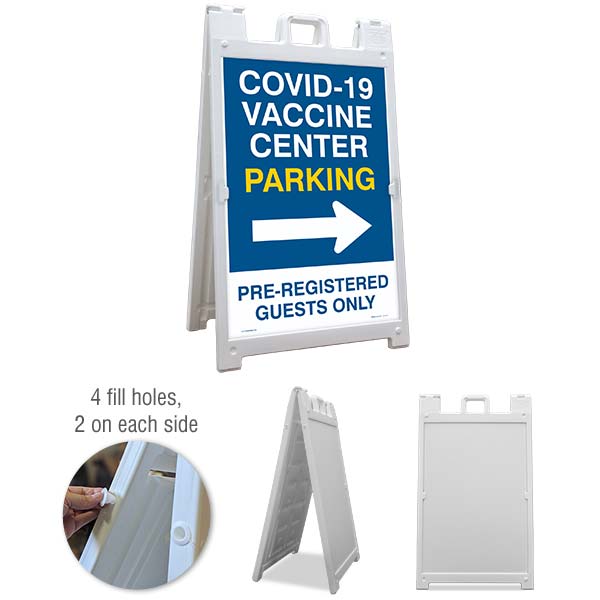 COVID-19 Vaccine Center Parking Right Arrow Sandwich Board Sign