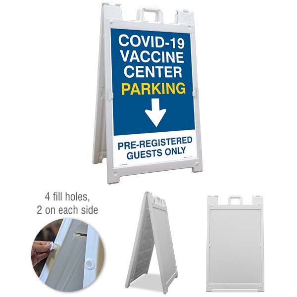 COVID-19 Vaccine Center Parking Down Arrow Sandwich Board Sign