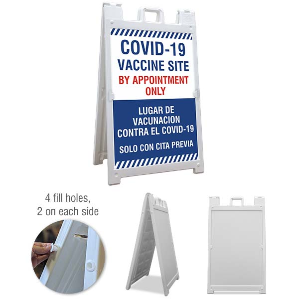 Bilingual COVID-19 Vaccine Site Sandwich Board Sign