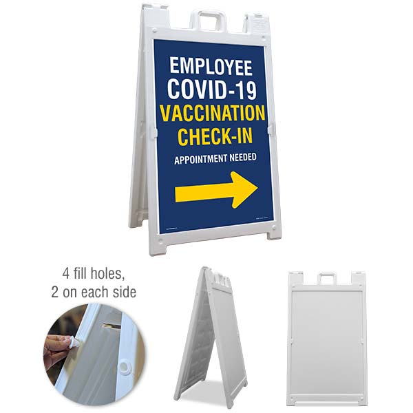 Employee COVID-19 Vaccination Check-In Right Arrow Sandwich Board Sign