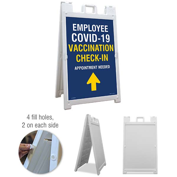Employee COVID-19 Vaccination Check-In Up Arrow Sandwich Board Sign