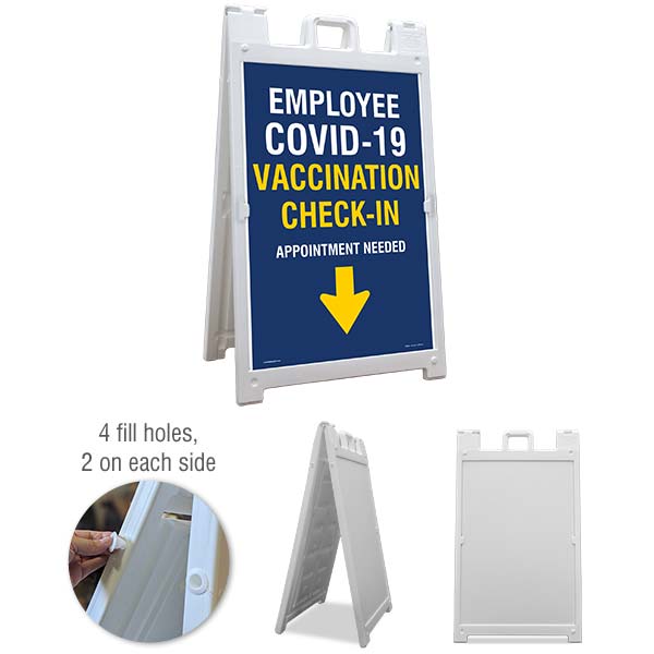 Employee COVID-19 Vaccination Check-In Down Arrow Sandwich Board Sign