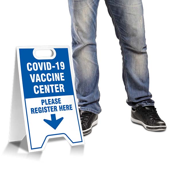 COVID-19 Vaccine Center Register Here A-Frame Sign