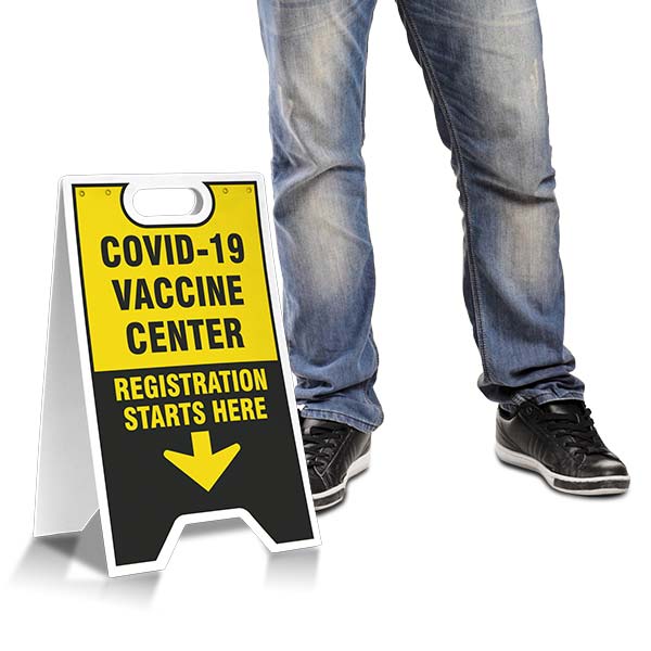 COVID-19 Vaccine Center Starts Here A-Frame Sign