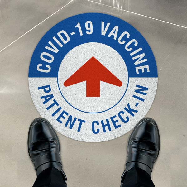 COVID-19 Vaccine Patient Check-In Floor Sign