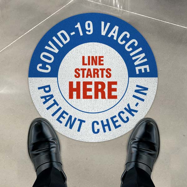 COVID-19 Vaccine Patient Check-In Starts Here Floor Sign