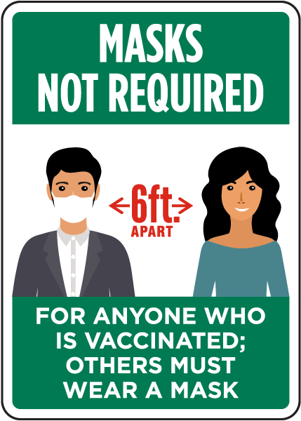 Masks Not Required For Anyone Who Is Vaccinated Sign