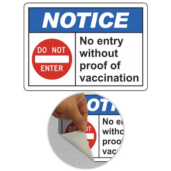 Notice No Entry Without Proof of Vaccination Sign