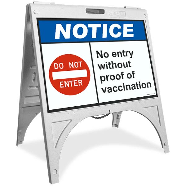 Notice No Entry Without Proof of Vaccination Sandwich Board Sign