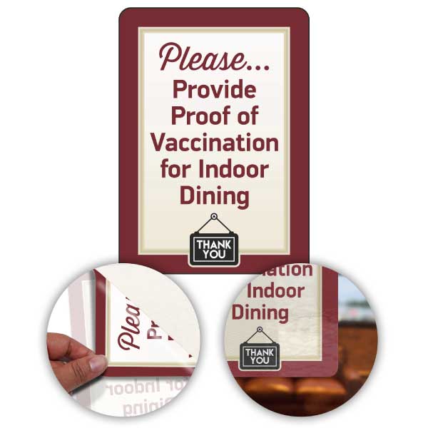 Provide Proof of Vaccination for Dining Sign