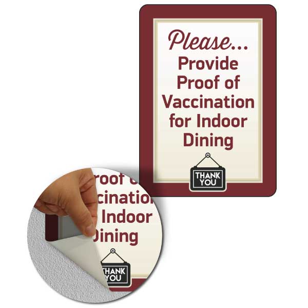 Provide Proof of Vaccination for Dining Sign