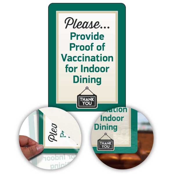 Provide Proof of Vaccination for Dining Sign