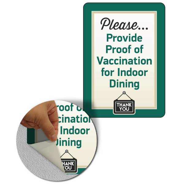 Provide Proof of Vaccination for Dining Sign