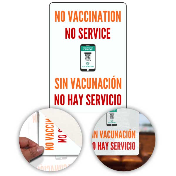 Bilingual No Vaccination No Service Sign