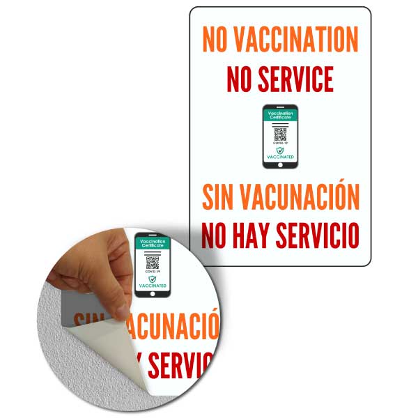 Bilingual No Vaccination No Service Sign