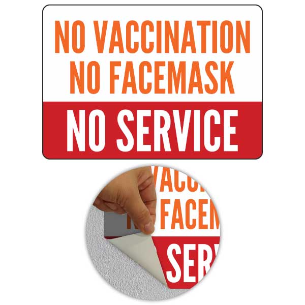 No Vaccination No Facemask No Service Sign