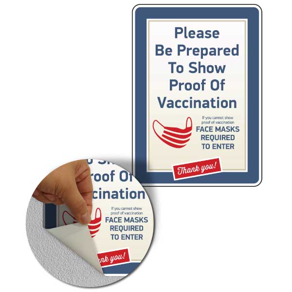 Be Prepared to Show Proof of Vaccination Sign
