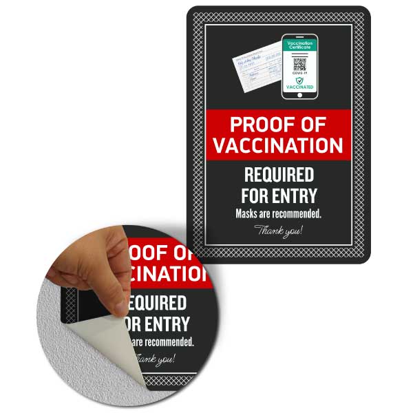 Proof of Vaccination Required to Enter Sign