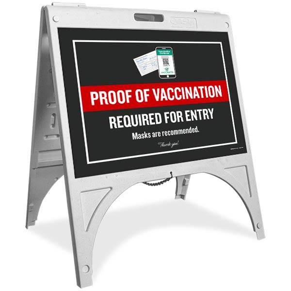 Proof of Vaccination Required to Enter Sandwich Board Sign
