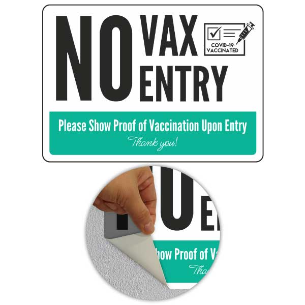 No Vax No Entry Sign