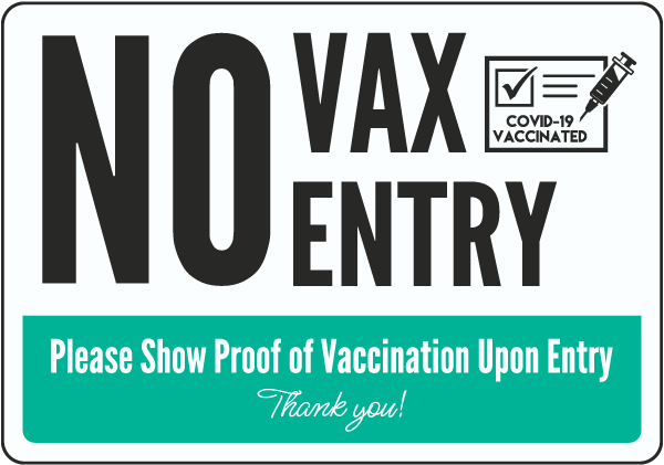 No Vax No Entry Sign