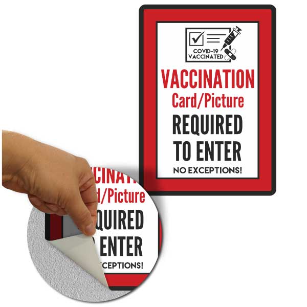 Vaccination Card/picture Required to Enter Sign