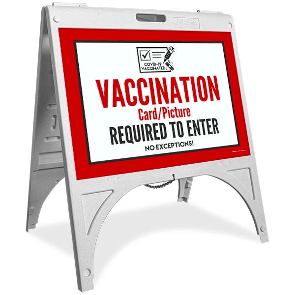 Vaccination Card/picture Required to Enter Sandwich Board Sign