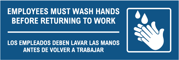 Bilingual Employees Must Wash Hands Sign