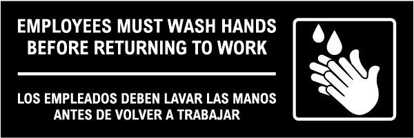Bilingual Employees Must Wash Hands Label