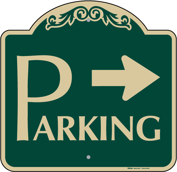 Parking Area Sign (Right Arrow)