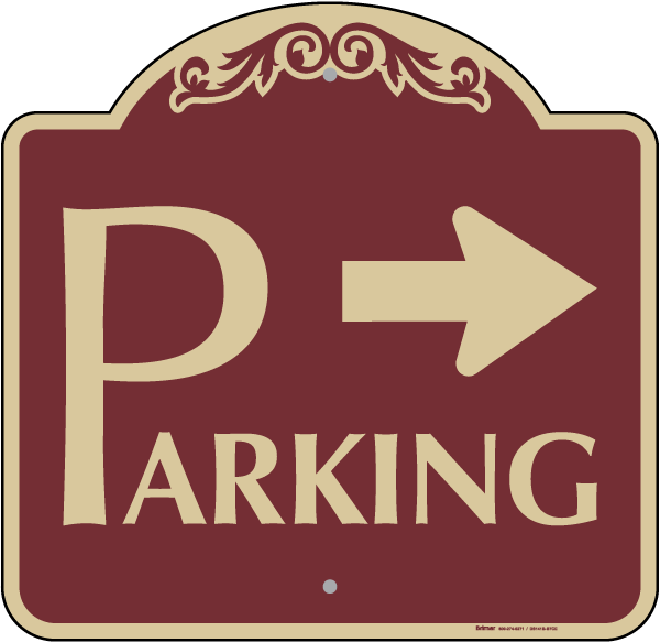 Parking Area Sign (Right Arrow)