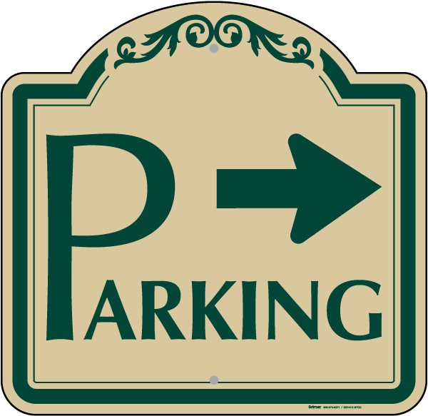 Parking Area Sign (Right Arrow)