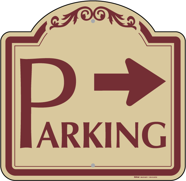 Parking Area Sign (Right Arrow)