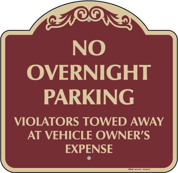 No Overnight Parking Sign