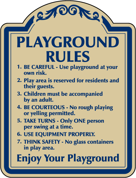 Decorative Playground Rules Hours Sign