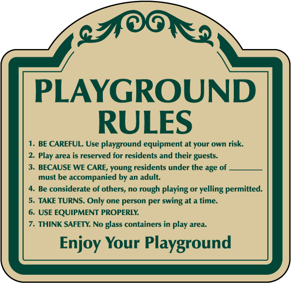 Decorative Playground Rules Sign