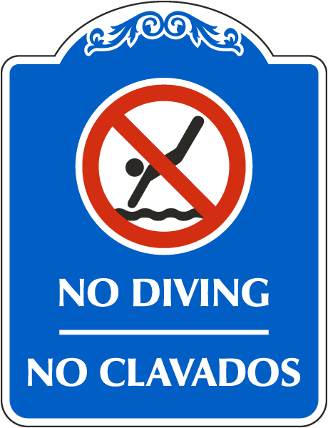Bilingual No Diving Sign