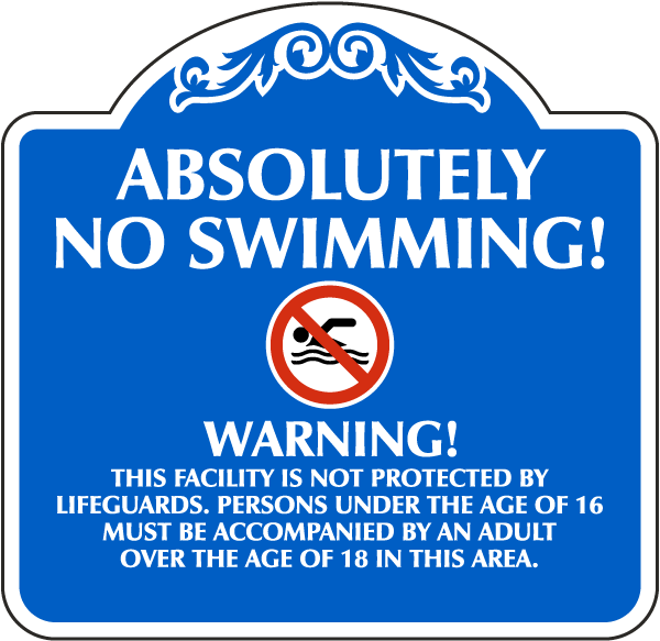Absolutely No Swimming Sign