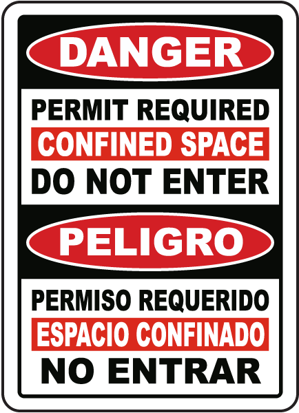 Bilingual Permit Required Confined Space Sign