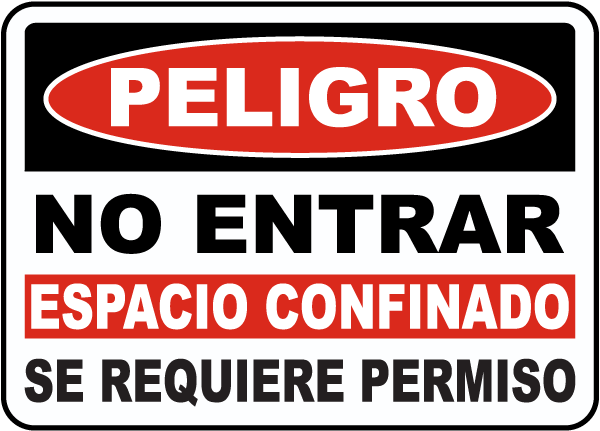 Spanish Danger Do Not Enter Permit Required Label