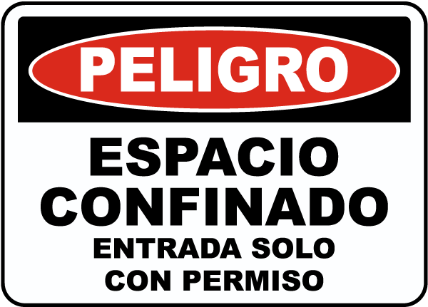 Spanish Confined Space Entry By Permit Only Label