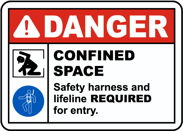 Safety Harness and Lifeline Required For Entry Sign