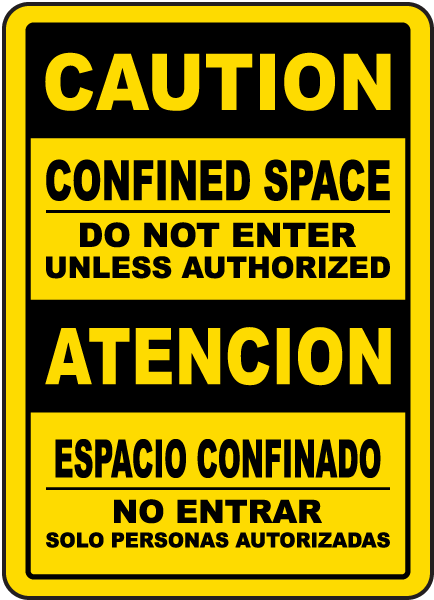 Bilingual Caution Do Not Enter Unless Authorized Sign