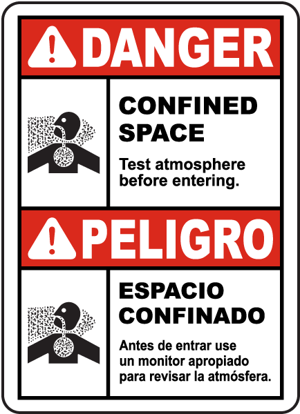 Bilingual Danger Test Atmosphere Before Entering Sign