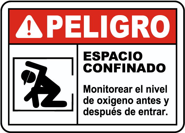 Spanish Monitor Oxygen Level Before Entry Sign