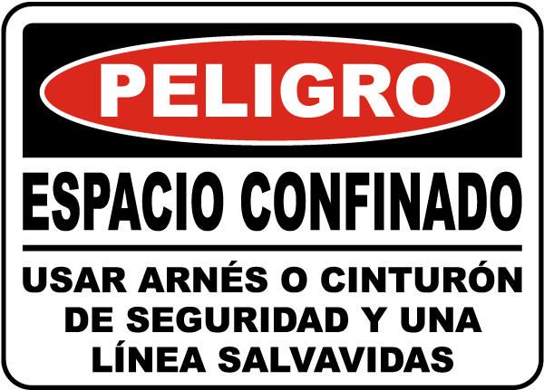 Spanish Danger Use Safety Harness and Lifeline Sign