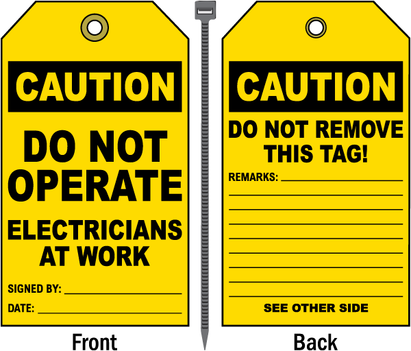 Caution Do Not Operate Electricians At Work Tag