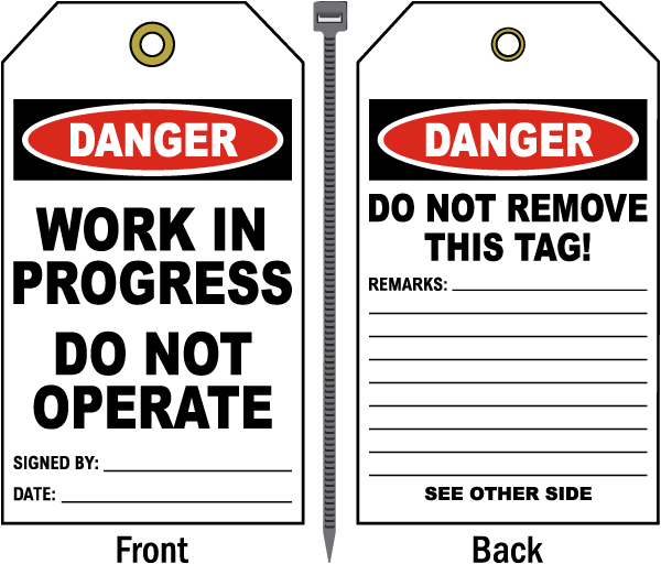 Danger Work In Progess Tag